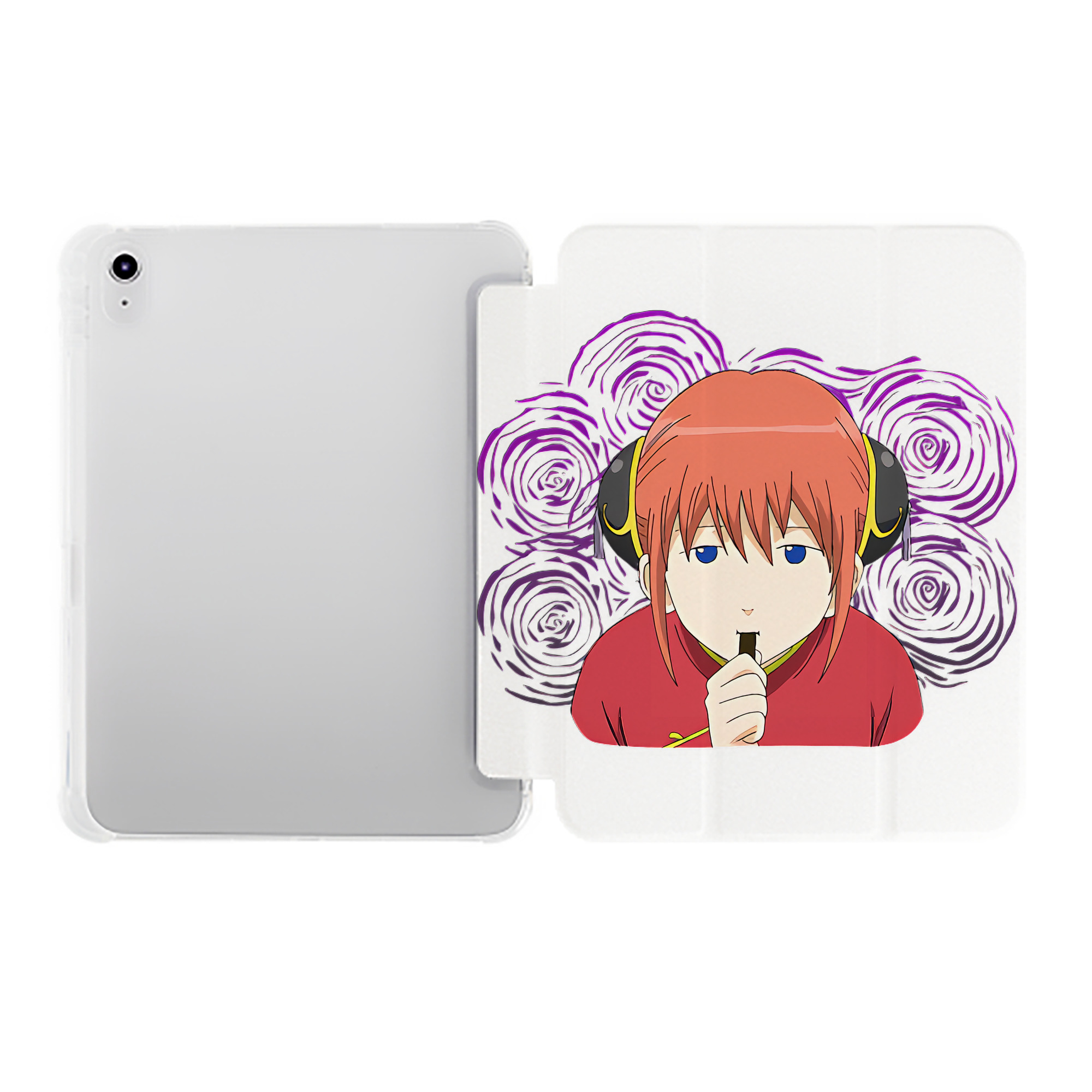 （画像用） ぎんたま 坂田銀時（さかたぎんとき） 神楽 志村新八（しむら しんぱち） GINTAMA Sakata Gintoki Kagura Shimura Shinpachi IPad ケース ペン収納付き 三つ折りスタンド PUレザー×シリコン 対応機種9.5/10.5/10.9インチ